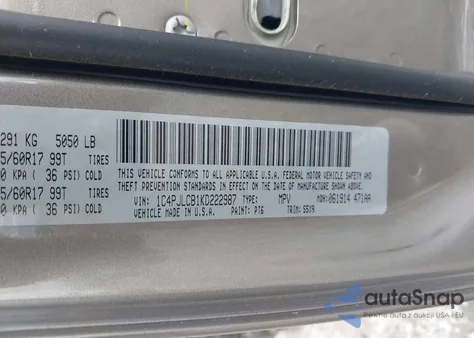 2019 Jeep Cherokee Latitude Fwd из США, поврежденный, VIN 1C4PJLCB1KD222987